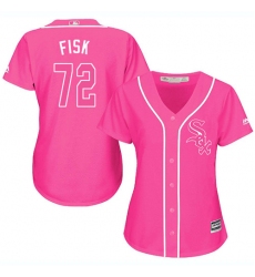 Women's Majestic Chicago White Sox #72 Carlton Fisk Authentic Pink Fashion Cool Base MLB Jersey