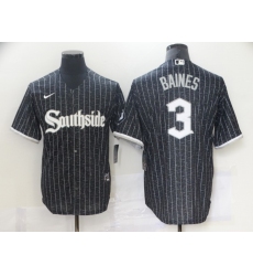 Men's Chicago White Sox #3 Harold Baines Replica Black Alternate Home Cool Base Jersey