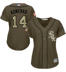 Women's Majestic Chicago White Sox #14 Paul Konerko Authentic Green Salute to Service MLB Jersey