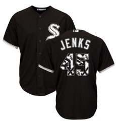 Men's Majestic Chicago White Sox #45 Bobby Jenks Authentic Black Team Logo Fashion Cool Base MLB Jersey