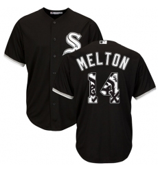 Men's Majestic Chicago White Sox #14 Bill Melton Authentic Black Team Logo Fashion Cool Base MLB Jersey
