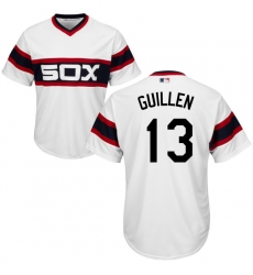 Youth Majestic Chicago White Sox #13 Ozzie Guillen Authentic White 2013 Alternate Home Cool Base MLB Jersey