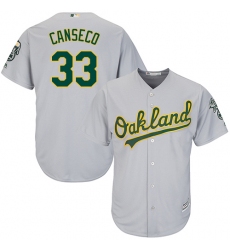 Youth Majestic Oakland Athletics #33 Jose Canseco Authentic Grey Road Cool Base MLB Jersey