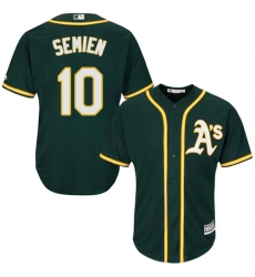 Youth Majestic Oakland Athletics #10 Marcus Semien Authentic Green Alternate 1 Cool Base MLB Jersey
