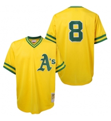 Men's Mitchell and Ness Oakland Athletics #8 Joe Morgan Authentic Gold Throwback MLB Jersey