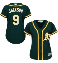Women's Majestic Oakland Athletics #9 Reggie Jackson Authentic Green Alternate 1 Cool Base MLB Jersey