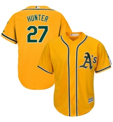 Men's Majestic Oakland Athletics #27 Catfish Hunter Replica Gold Alternate 2 Cool Base MLB Jersey