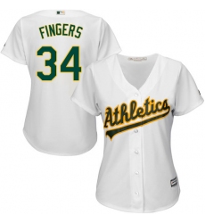 Women's Majestic Oakland Athletics #34 Rollie Fingers Authentic White Home Cool Base MLB Jersey