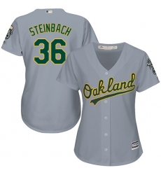 Women's Majestic Oakland Athletics #36 Terry Steinbach Replica Grey Road Cool Base MLB Jersey