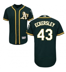 Men's Majestic Oakland Athletics #43 Dennis Eckersley Green Alternate Flex Base Authentic Collection MLB Jersey
