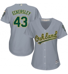 Women's Majestic Oakland Athletics #43 Dennis Eckersley Authentic Grey Road Cool Base MLB Jersey
