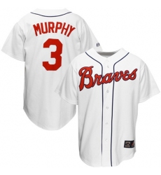 Men's Mitchell and Ness Atlanta Braves #3 Dale Murphy Authentic White Throwback MLB Jersey