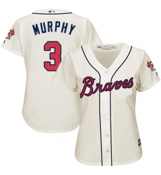 Women's Majestic Atlanta Braves #3 Dale Murphy Replica Cream Alternate 2 Cool Base MLB Jersey