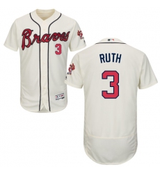 Men's Majestic Atlanta Braves #3 Babe Ruth Cream Alternate Flex Base Authentic Collection MLB Jersey