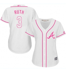 Women's Majestic Atlanta Braves #3 Babe Ruth Authentic White Fashion Cool Base MLB Jersey