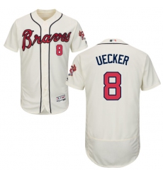 Men's Majestic Atlanta Braves #8 Bob Uecker Cream Alternate Flex Base Authentic Collection MLB Jersey
