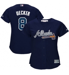 Women's Majestic Atlanta Braves #8 Bob Uecker Replica Blue Alternate Road Cool Base MLB Jersey