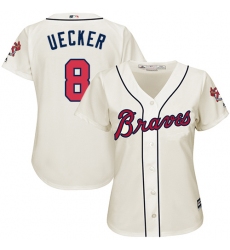 Women's Majestic Atlanta Braves #8 Bob Uecker Replica Cream Alternate 2 Cool Base MLB Jersey