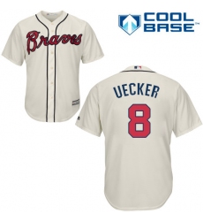 Youth Majestic Atlanta Braves #8 Bob Uecker Replica Cream Alternate 2 Cool Base MLB Jersey