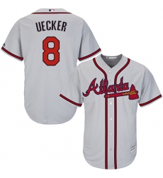 Youth Majestic Atlanta Braves #8 Bob Uecker Replica Grey Road Cool Base MLB Jersey