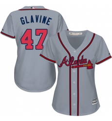 Women's Majestic Atlanta Braves #47 Tom Glavine Authentic Grey Road Cool Base MLB Jersey