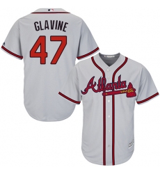 Youth Majestic Atlanta Braves #47 Tom Glavine Authentic Grey Road Cool Base MLB Jersey