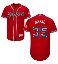Men's Majestic Atlanta Braves #35 Phil Niekro Red Alternate Flex Base Authentic Collection MLB Jersey