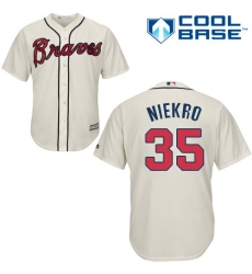 Youth Majestic Atlanta Braves #35 Phil Niekro Authentic Cream Alternate 2 Cool Base MLB Jersey