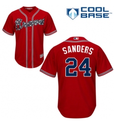 Youth Majestic Atlanta Braves #24 Deion Sanders Authentic Red Alternate Cool Base MLB Jersey
