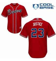 Men's Majestic Atlanta Braves #23 David Justice Replica Red Alternate Cool Base MLB Jersey
