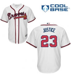Youth Majestic Atlanta Braves #23 David Justice Authentic White Home Cool Base MLB Jersey
