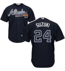Men's Majestic Atlanta Braves #24 Kurt Suzuki Replica Blue Alternate Road Cool Base MLB Jersey