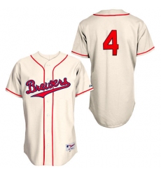 Men's Majestic Milwaukee Brewers #4 Paul Molitor Authentic Cream 1948 Turn Back The Clock MLB Jersey