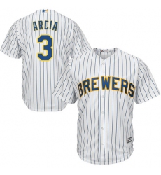Youth Majestic Milwaukee Brewers #3 Orlando Arcia Authentic White Alternate Cool Base MLB Jersey
