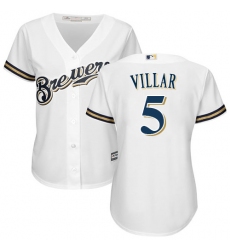 Women's Majestic Milwaukee Brewers #5 Jonathan Villar Authentic White Home Cool Base MLB Jersey