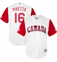 Men's Canada Baseball Majestic #16 Nick Pivetta White 2017 World Baseball Classic Replica Team Jersey