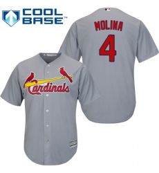 Women's Majestic St. Louis Cardinals #4 Yadier Molina Replica Grey Road MLB Jersey