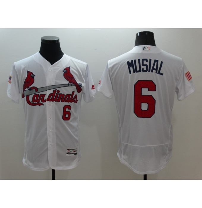 Men's St.Louis Cardinals #6 Stan Musial White Independence Jersey