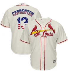 Men's Majestic St. Louis Cardinals #13 Matt Carpenter Authentic Cream USA Flag Fashion MLB Jersey