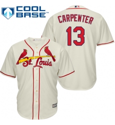 Women's Majestic St. Louis Cardinals #13 Matt Carpenter Authentic Cream Alternate MLB Jersey