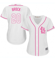 Women's Majestic St. Louis Cardinals #20 Lou Brock Authentic White Fashion Cool Base MLB Jersey