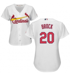 Women's Majestic St. Louis Cardinals #20 Lou Brock Authentic White Home Cool Base MLB Jersey