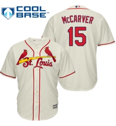 Youth Majestic St. Louis Cardinals #15 Tim McCarver Authentic Cream Alternate Cool Base MLB Jersey