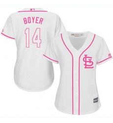 Women's Majestic St. Louis Cardinals #14 Ken Boyer Replica White Fashion Cool Base MLB Jersey