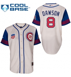 Men's Majestic Chicago Cubs #8 Andre Dawson Authentic Cream/Blue 1942 Turn Back The Clock MLB Jersey