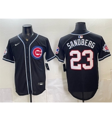 Men's Chicago Cubs #23 Ryne Sandberg 150th Anniversary Black Out Style Vapor Premier Limited Stitched Baseball Jersey