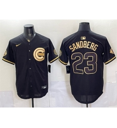 Men's Chicago Cubs #23 Ryne Sandberg Black Gold 150th Anniversary Stitched Baseball Jersey