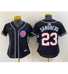 Youth Chicago Cubs #23 Ryne Sandberg 2026 Fashion Replica Black Out Stitched Baseball Jersey