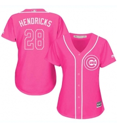 Women's Majestic Chicago Cubs #28 Kyle Hendricks Authentic Pink Fashion MLB Jersey