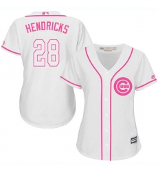 Women's Majestic Chicago Cubs #28 Kyle Hendricks Replica White Fashion MLB Jersey